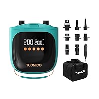 Tuomico 20PSI Paddle Board Pump Sup Air Pump Electric Portable Inflator & Deflator, Auto-Off, Air Compressor for Inflatable Stand-up Paddleboard Kayak Wing Kite with 12V DC Car Plug-in Adapter