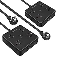 2 Pack Ultra Flat Plug Power Strip,Power Strips with Surge Protection-4 Widely Outlets,6 ft Flat Plug Extension Cord with 3 USB Ports(1 USB C Port),Slim Desk Charging Station,ETL Listed,Black