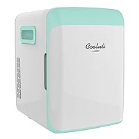 10L Mini Fridge for Bedroom - Car, Office Desk & College Dorm Room - 12V Portable Cooler & Warmer for Food, Drinks, Skincare, Beauty, Makeup & Cosmetics - AC/DC Small Refrigerator (Turquoise)