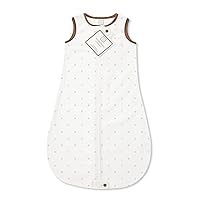 SwaddleDesigns Cotton Sleeping Sack with 2-Way Zipper, Made in USA, Premium Cotton Flannel, Gold Little Dots with Mocha Trim, Pastel Pink, 0-6MO