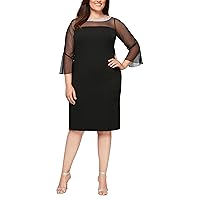 Alex Evenings Women's Plus Size Short Shift Dress with Embellished Illusion Detail