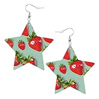 Happy Birthday Cake print Star-shaped Faux Leather Earrings, for Christmas, Valentine's Day, girls Women birthday present