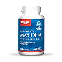 Jarrow Formulas MaxDHA - 180 Softgels - High Purity Fish Oil - Supports Brain & Eye Health - Concentrated in Omega-3 Fatty Acids & Enriched in DHA - 90 Servings
