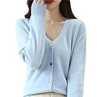 Women's Cardigan Knitted Jacket Long Full Sleeve Solid Color Loose Fashion Winter Single Breasted Button V Neck Sweater