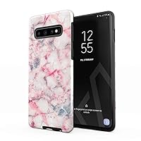 BURGA Phone Case Compatible with Samsung Galaxy S10 Plus - Hybrid 2-Layer Hard Shell + Silicone Protective Case -Raspberry Jam Pink Candy Marble - Scratch-Resistant Shockproof Cover