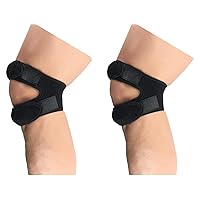2 Count Double Patella Knee Strap Knee Brace Support Silicone Insert Adjustable Neoprene for Running, Arthritis, Tennis, Basketball,Knee Pain Relief