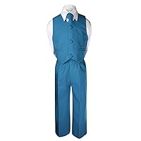 4pc Boy Wedding Oasis Malibu Teal Pacific Blue Formal Suit Necktie Set Sm-7