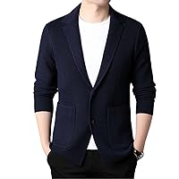 Wool Knit Korean Style Men Slim Fit Sweater Casual Solid Jacket Mens Cardigan