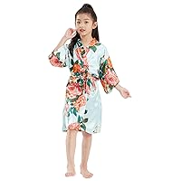 Kids Girl's Silky Satin Kimono Robe for Spa Wedding Birthday Party Child Children's Gifts