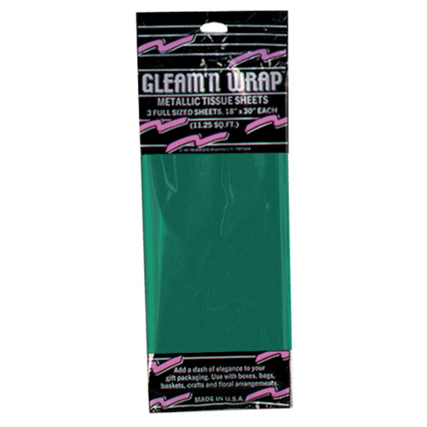 Gleam 'N Wrap Metallic Sheets (green) Party Accessory (1 count) (3/Pkg)