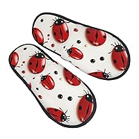 Red Ladybug Furry House Slippers for Women Men Soft Fuzzy Slippers Indoor Casual Plush House Shoes Medium