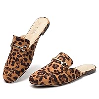 MUSSHOE Mules for Woman Buckle Flats Comfortable Slip on Women Mules Flats Shoes Backless Loafers