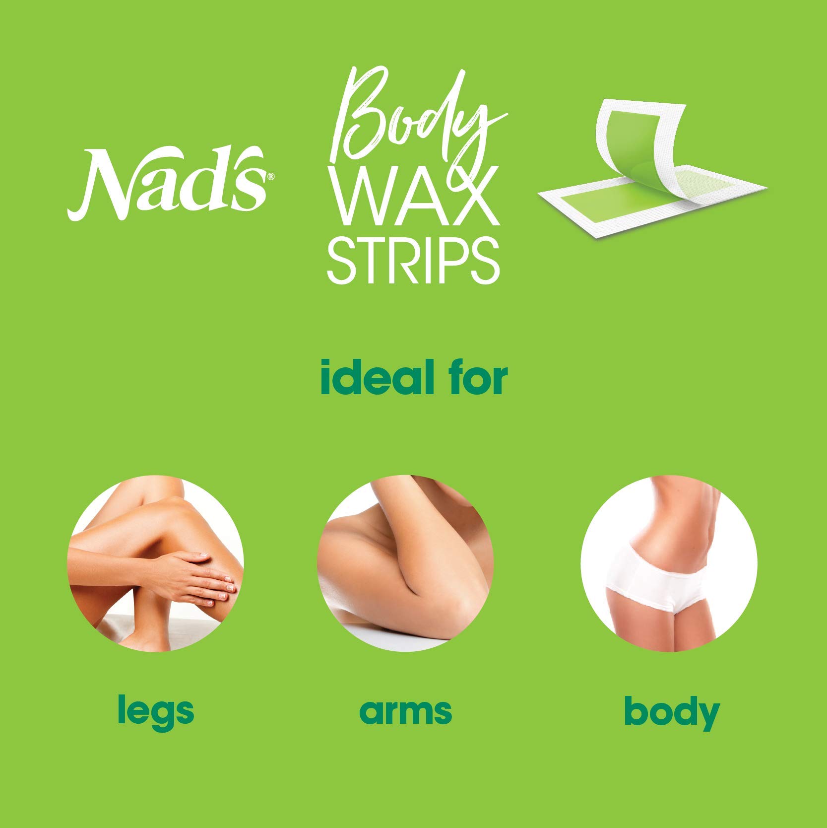 Nad's Body Wax Strips Hair Removal For Women At Home plus 4 Calming Oil Wipes, 24 Count