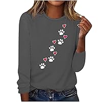zsorosz Valentine's Day Cute Crewneck Sweatshirts For Women Loose Fit Fashion Pullover Cute Dog Paw Graphic Hoodies Tunic Top today's deals women's tops the holiday womens sweatshirt