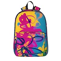 Scrawled-Upon Wall Backpack Printing Backpack Light Casual Backpack Capacity 16 Inch With Laptop Compartmen