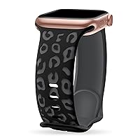 Upgraded Leopard Engraved Band Compatible with Apple Watch Band 38mm 40mm 41mm Women, Two-Tone Dimensional Sport Wristbands Designed for women for iWatch Ultra/Ultra 2 Series 9 8 7 6 5 4 3 2 1 SE
