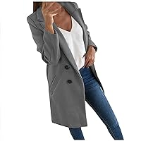 Women's Blazers Fashion Artificial Wool Elegant Blend Coat Slim Long Sleeve Open Front Cropped Jacket Blazers