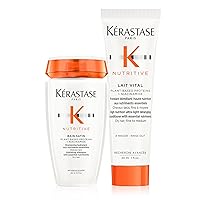 Nutritive Bain Satin Shampoo & Lait Vital Conditioner Set | Gently Cleanses & Replenishes Moisture | With Plant-Based Proteins & Niacinamide | For Fine to Medium Dry Hair | 8.5 Fl Oz