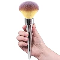 Foundation Brush, Large Powder Brush Flat Arched Premium Durable Kabuki Makeup Brush Perfect For Blending Liquid, Cream and Flawless Powder, Buffing, Blending, Concealer - Silver