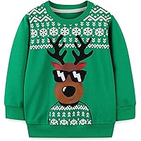 Toddler Boy Girl Ugly Christmas Sweatshirts Kids Xmas Santa Claus Ugly Reindeer Long Sleeve Tops Clothes 2-7T