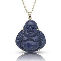 JewelryWeb 14k Yellow Gold 16-inch Carved Laughing Buddha Pendant Necklace (22mm x 28mm)