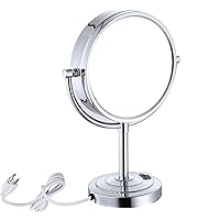8.5 inch LED Makeup Mirror with 10X Magnification,has Three Colors Lights,Extendable Bathroom Mirror,Tabletop Two-Sided, Antique Brass Finish(8.5in,10X) (Chrome, 7X Magnification)