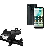 Stand and Mount for Kyocera GRATINA KYV48 (Stand and Mount by BoxWave) - Solar Rejuva Bike Mount (4000mAh), Bike Mount with Solar Power Bank, Lights, and Horn for Kyocera GRATINA KYV48 - Jet Black