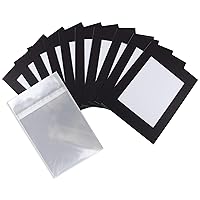 Golden State Art, 10 Pack Acid-Free Cardboard Frames, 11x14 Slip in Mats Pre-Adhesive Mat Board for 8x10 Photos, Paper Frames for Picture Holder, Includes 10 Clear Bags, Matte Black