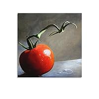 Abstract Art Lonely Tomato Canvas Print Poster Print Kitchen Wall Living Room Decor PaintingCanvas Painting Posters And Prints Wall Art Pictures for Living Room Bedroom Decor 12x12inch(30x30cm)