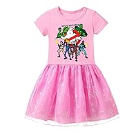 Girl Ghostbusters Tulle Dress Lightweight Short Sleeve Dress Crew Neck Cute Princess Dresses for Toddler(3-8Y)