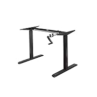 ErgoMax Hand Crank Adjustable Desk Frame (Tabletop Not Included), Ergonomic Sit Stand Workstation for Home and Office, 48.56 Inch Max Height, Black