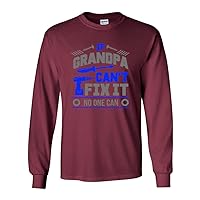 Long Sleeve Adult T-Shirt If Grandpa Can't Fix It No one Can Mechanic Funny DT