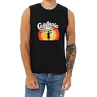 Surfing California T-Shirt Sleeveless Muscle Tee Mens Tank Tops