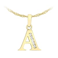 CARISSIMA Gold Women's 9 ct Yellow Gold Cubic Zirconia Initial Pendant on Chain Necklace of Length 46 cm