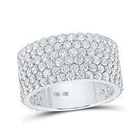 The Diamond Deal 10kt White Gold Mens Round Diamond 6-Row Pave Band Ring 6-1/2 Cttw