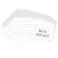 3dRose Greeting Cards - Bon Voyage colorful rainbow text with multicolor confetti triangles - 12 Pack - Occasions