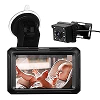 Baby Car Mirror, 1080P Baby Monitor with Camera Baby Car Mirror with 4.3'' IPS Screen Night Vision Function Adjustable Wide View Angle for Infants Kids Pets