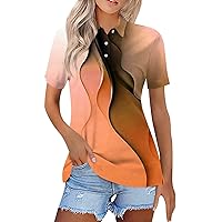 Beach Casual Short Sleeve Polo Womens Winter Oversize Soft Shirts for Women Printing V Neck Comfortable Cotton Red 3XL