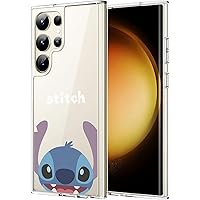 Galaxy S23 Ultra Case Disney, Galaxy S23 Ultra Case for Women, Galaxy S23 Ultra Case Clear with Design, Slim Stylish Girly Shockproof Anti-Yellowing PC+TPU Phone Case for Galaxy S23 Ultra 6.7”, Stitch