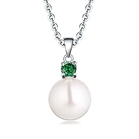 JO WISDOM 925 Sterling Silver Freshwater Cultured Pearl Pendant Necklace Jewelry for Women,Girls