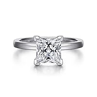 2 CT Princess Cut Moissanite Engagement Ring In 14K White Gold & 925 Sterling Silver Solitaire Wedding Ring Promise Ring Men's & Women's Ring Anniversary Ring Gift
