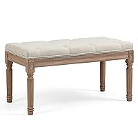 Entryway Bench Modern Wood + Linen + Sponge Button-Tufted Entryway Bench, Indoor Dining Bench for Hallway, Living Room, Kitc