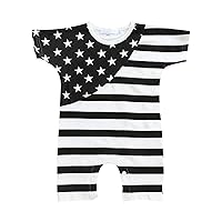 Baby Boy 3 Month American Independence Day Male and Female Baby Short Sleeved Jumpsuit Romper (Black, 9-12 Months)