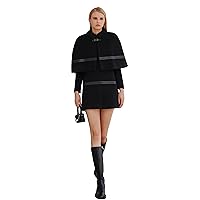 women’s premium Australian wool and cashmere black cloak coat, finely crafted cape dress.