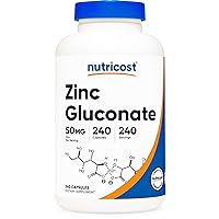 Nutricost Zinc Gluconate 240 Vegetarian Capsules (50mg) - Gluten Free and Non-GMO