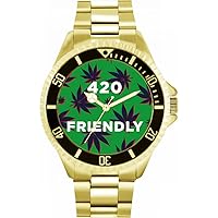 420 Friendly Weed Mens Wrist Watch 42mm Case Custom Design