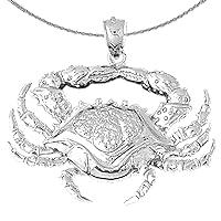 Silver Crab Necklace | Rhodium-plated 925 Silver Crab Pendant with 18