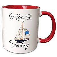 3dRose Id Rather Be Sailing Watercolor Boat Graphic Nautical Quote - Mugs (mug_263625_5)