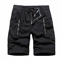 Men's Cargo Shorts Elastic Waistband Relaxed Fit Summer Casual Cotton Work Shorts Athletic Fishing Hiking Casual Short