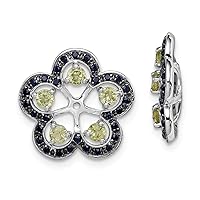 925 Sterling Silver Peridot and Black Sapphire Earrings Jacket Measures 16x15mm Wide Jewelry Gifts for Women